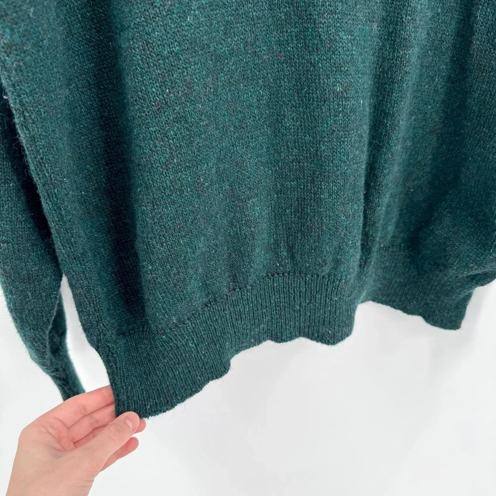 REI Dark Forest Green Vtg 90s Long Sleeve Henley Wool Sweater Men's L